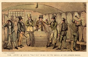 Tom, Jerry a Logic, ochutnávají víno v lese v londýnských docích od Isaac, Robert and George Cruikshank