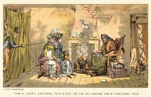Tom a Jerry, kteří chytli Kate a Sue, na lstivě a nechali si prozradit jejich osudy od Isaac, Robert and George Cruikshank