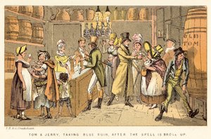 Tom a Jerry, beroucí Modrou zříceninu, poté, co bylo kouzlo zrušeno od Isaac, Robert and George Cruikshank
