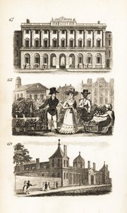 Královská akademie, Covent Garden a Britské muzeum od Isaac Taylor