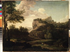 Obraz ""Krajina"" od Isaaca de Moucheron (1667-1744) Muzeum výtvarného umění Mikalojus Konstantinas Ciurlionis z 18. století, Kaunas, Litva