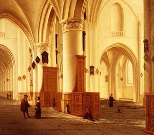 Pohledy na severní a jižní boční uličky kostela St.Bavo, Haarlem