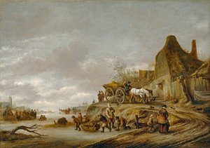Kanálová ghela s vozíkem jedoucím po trati ... od Isaack Jansz van Ostade