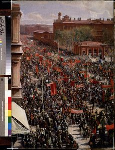 ""Přehlídka na Něvském vyhlídce v Leningradu (Sankt Petersburg)"" Obraz Isaaka Izraileviče Brodského (Brodskij) (1884-1939) (socialistický realismus) 1930 Státní ruské muzeum Petrohrad