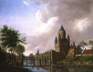 Pohled na Kleine Houtpoort, Haarlem od Isaac Ouwater