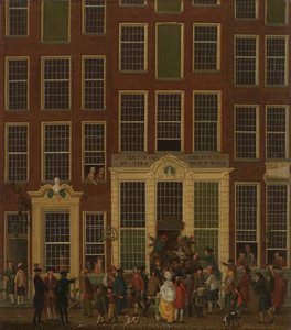 Knihkupectví a loterijní agentura Jana de Groota na Kalverstraat v Amsterdamu, 1779