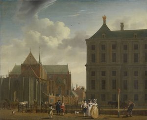 Nieuwe Kerk a radnice na přehradě v Amsterdamu, c.1780-90