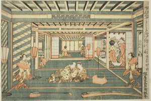 Perspektivní obrázek velkého pokoje (Senjojiki uki-e no zu) od Ishikawa Toyonobu