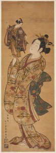 Čaj ac a r Onoe poslouchání goro hodnost Sanogawa Ichimatsu hodnost od Ishikawa Toyonobu