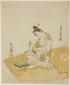 Psaní na ventilátoru od Ishikawa Toyonobu