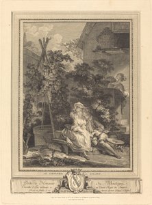 Galantní zahradník od Isidore Stanislas Helman after Pierre Antoine Baudouin