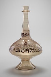 Láhev, objednaná Dawudem, Rasulid Sultan z Jemenu, dynastie Mamluk, 12961321 (smaltované a zlacené sklo)