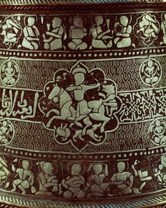 Detail z lampy, z Egypta, 1282 (měď a stříbro) od Islamic School