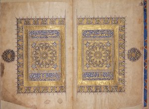 Iluminované stránky z rukopisu Koránu, mamelucká škola Il-Chanid od Islamic School