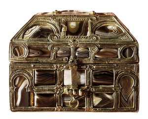 Mozarabské umění: achátová schránka ze dřeva, achátu a stříbra. 11. století Ze skutečného kolegiata San Isidoro. Leon. Archeologické muzeum Madrid Španělsko od Islamic School