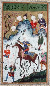 Paní B-284 fol.50b The Kings Hunt, z Divanu od Huseyna Bayqary, kolem roku 1540 od Islamic School