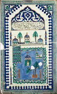 Orientální umění: keramické dlaždice zdobí budovy s půlměsícem, znakem islámu. Paříž 19. století, muzeum Louvre od Islamic School