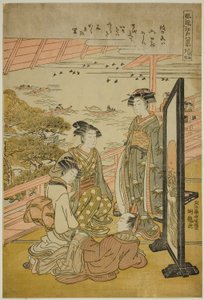 Obrazový umělec g Gow v Matsuzaki (Matsuzaki no Sekisho), ze série Te ``Anglické ght Fasio Nabe Vie ws of Edo (Furu Osm pohledů na Edo)