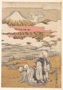 Saigyō pozoruje horu Fudži od Isoda Koryusai