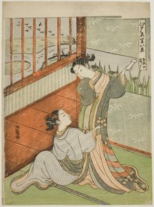 Husy sestupující v Yoshiwara (Yoshiwara no rakugan), ze série "Osm pohledů na Edo Pleasure Quarters (Edo irozato hakkei)" od Isoda Koryusai