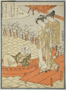 Ono no Komači v chrámu Seki, ze série Sedm módních Komači (Furyu nana Komači), asi 1771 (barevný dřevoryt; čuban) od Isoda Koryusai