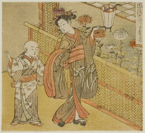 Devátý měsíc (Kikuzuki), ze série "Módních dvanáct měsíců (Furyu juni tsuki)" od Isoda Koryusai