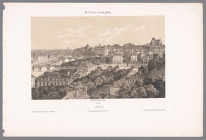 Pohled na Laval z viaduktu láva. Vue générale cena du Viaduc (titul na předmětu) Současná Francie (název série) La France de nos jours (název série na objektu)