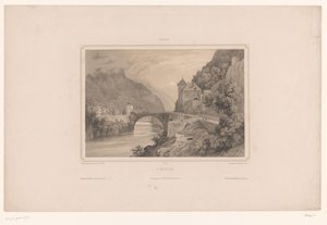 Pohled na Saint-Maurice ve Švýcarsku St. Maurice (titul na předmětu) Tváře ve Švýcarsku (název série) Suisse (název série na objektu)