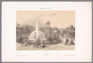 Zicht op de Place Napoléon te Lyon Lyons. Umístěte Napoleona (název na objekt) Hedendaags Frankrijk (název série) Francie v současnosti (název série na objektu) od Isodore Laurent Deroy