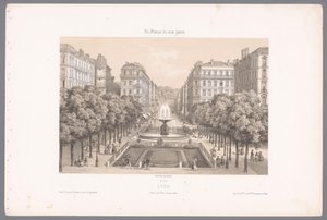 Zicht op de Place en de Rue Impériale te Lyon Lyons. Císařské náměstí a ulice (název na objektu) Hedendaags Frankrijk (název série) Francie v současnosti (název série na objektu) od Isodore Laurent Deroy
