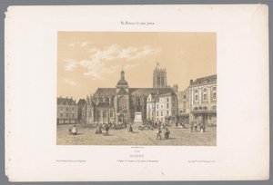 Pohled na kostel Saint-Jacques a sochu Duquesna v Dieppe Dieppe. l