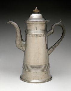 Kávová konvice, c. 1820-1840 (cín, dřevo) od Israel Trask