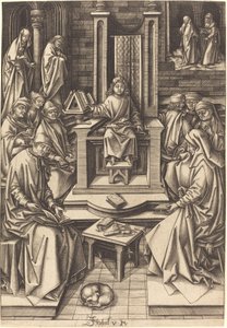 Kristus mezi lékaři, c. 14901500. od Israhel van Meckenem