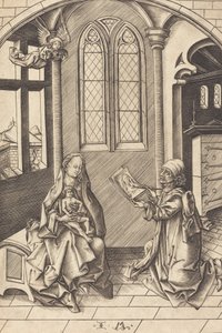 Svatý Lukáš kreslící portrét Panny, c. 1475. od Israhel van Meckenem