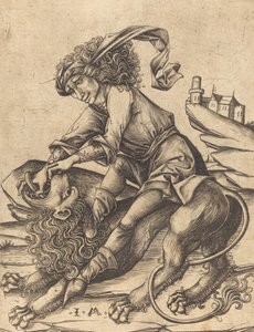 Samson a lev, c. 1475. od Israhel van Meckenem