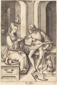 Loutnista a zpěvák, c. 14951503. od Israhel van Meckenem