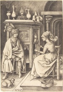 The Visit to the Spinner, c. 14951503. od Israhel van Meckenem