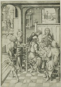 Kristus v Emauzích od Israhel van Meckenem the younger