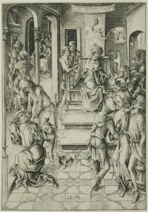 Kristus před Annášem od Israhel van Meckenem the younger
