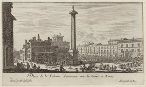 Place de la Colonne Antoniane rue du Cours v Římě od Israël Silvestre