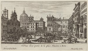 Pohled na část náměstí Piazza Navona v Římě od Israël Silvestre