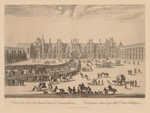 Pohled na Cour du Cheval-Blanc ve Fontainebleau od Israël Silvestre