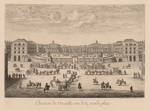 Pohled na palác ve Versailles, při pohledu z Grande Place
