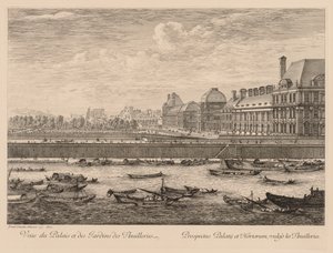 Pohled na palác a zahrady Tuileries, ze strany nábřeží, 1670. od Israël Silvestre