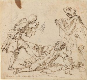 Tři muži bojují od Italian 17th or 18th Century