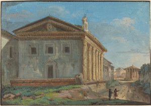 Tempio della Fortuna Virile s Tempio di Vesta v dálce od Italian 18th Century