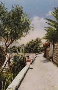 Capri: Via Tragara (barevná litografie) od Italian Photographer