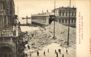 Zřícení Campanile of San Marco, Benátky, 14. července 1902 od Italian Photographer
