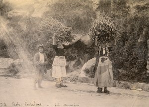 Zemědělci nesoucí na hlavách svazky dřeva, Paola, Kalábrie, fotografie Leopolda Menariniho, cca 1910 od Italian Photographer