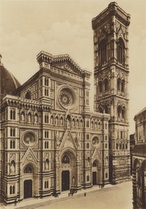Firenze / Florencie: Fasáda katedrály, Arch De Fabris a del Moro (černobílá fotografie) od Italian Photographer